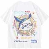Men T-Shirts Oversize Bear Print Loose