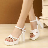 High Heels Slippers Summer Peep Toe High Heel Pearl Ankle-Strap Buckle Fashion Casual Shoes