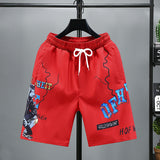 Men White Shorts Summer Ice Silk Shorts Printed Shorts Beach Pants