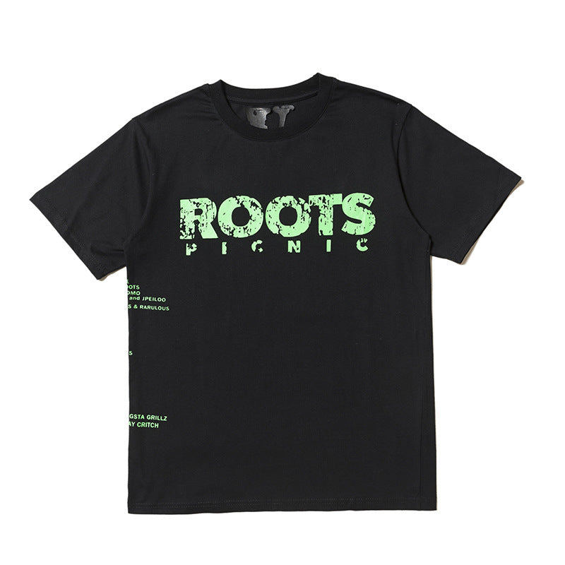 Vlone T Shirt Street Style V Green Letter Short Sleeve T-Shirt Men And Women Casual T-Shirt