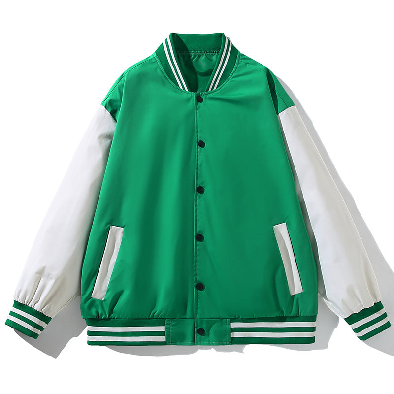 Varsity Jacket Color Matching Thin Stand Collar Baseball Uniform
