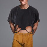 Rave Outfits Mens T Shirt Irregular Navel Exposed Exercise