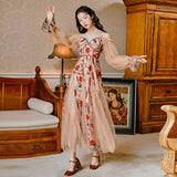 Coachella Music Festival Outfits Floral Fairy Dress Vacation Sling Long Dress