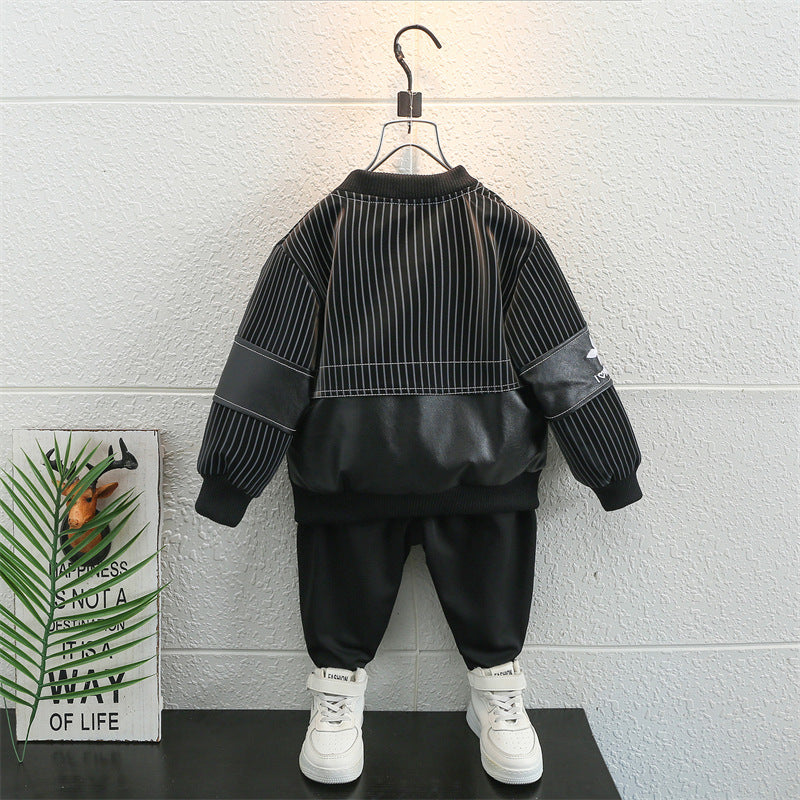 Toddler Boys Jackets Boy's Leather Jacket Coat Autumn Spring and Autumn