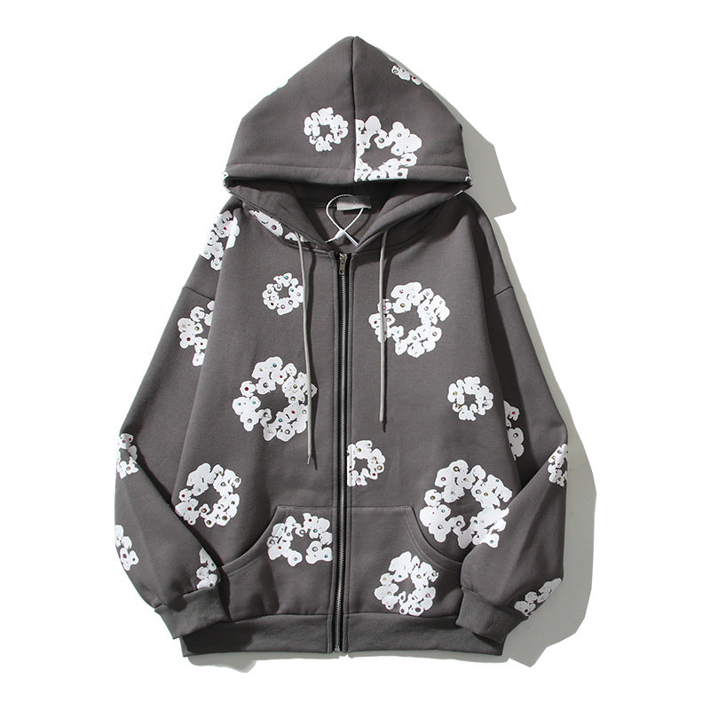 Kanye West Sunday Service Hoodie Floral Zipper Cardigan Hoodie