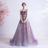 Mauve Dress Bridesmaid Autumn Sexy Tube Top Purple Sequins Starry Skirt Wedding