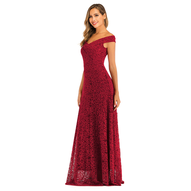Burgundy Dress Formal Silk Sexy Party Evening Dress