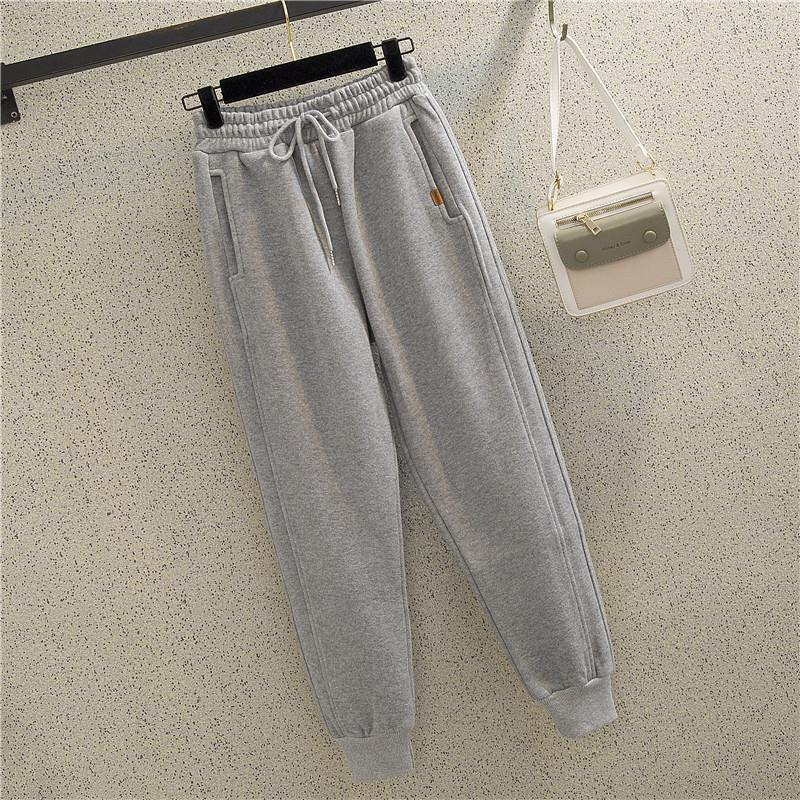 Grey Sweatpants Casual Fleece-Lined Track Pants Women's Loose Sweatpants