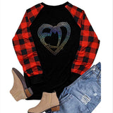 Valentine's Day T Shirt Printed Valentine's Day Long Sleeve T-shirt Red and Black Clothes
