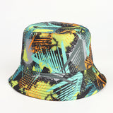 Bucket Hat Fishing Cap Cotton Print Fisherman Hat Cartoon Bucket Hat Female Printing Leaves Sunshade Sun Protection Hat