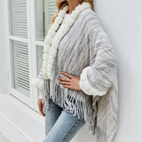 Women's Cardigan Knit Sweater Autumn and Winter Shawl Sweater Women's Fur Collar Cardigan Coat