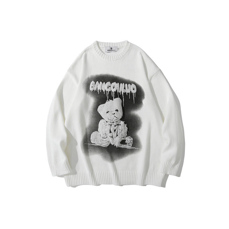 Man Fall Outfits Retro Hip Hop Loose Classic Couple Sweater