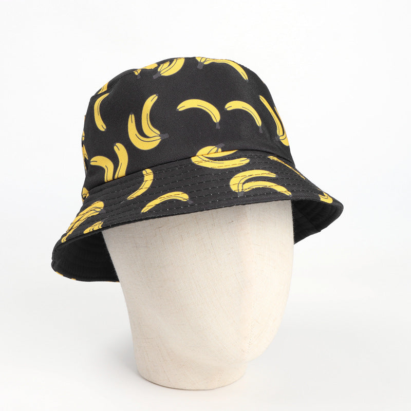 Bucket Hat Fishing Cap Cotton Print Fisherman Hat Fruit Banana Stamp Summer Leisure Sun Hat
