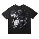 Askyurself T Shirt Casual Loose Distressed Short Sleeve