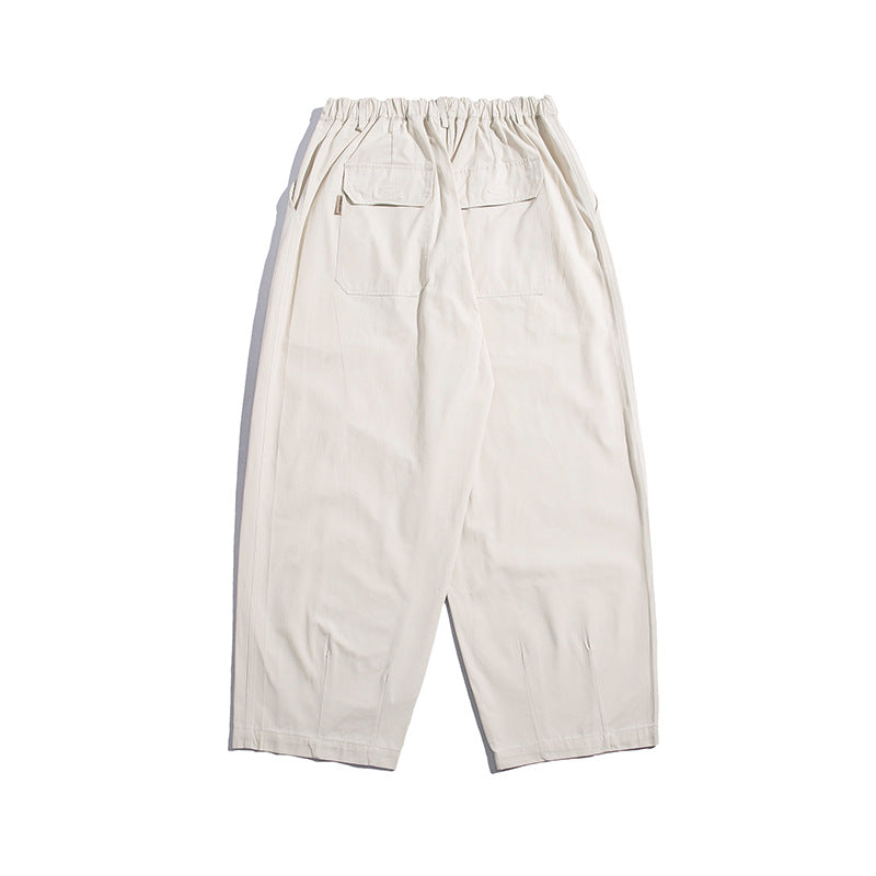 Man Fall Loose and Simple Long Straight Pants Casual Solid Straight-Leg Pants