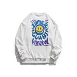 Man Fall Outfis Smiley Face Printed Sweater Couple Casual Pullover