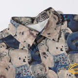 Bearbrick Hoodie Plus Size Full Printed Bear Lapel Shirt