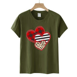 Valentine's Day T Shirts Couples Leopard Print Heart Printing Women's Pullover T-shirt