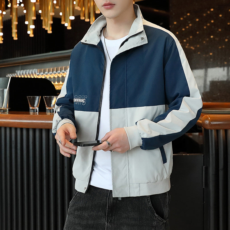Men's Jackets Men's Spring and Autumn Splicing Coat Casual Loose