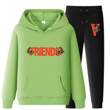 Vlone Hoodie & Pants 2 Piece Set Printed Sweater Casual