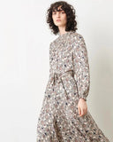 Kendall Jenner Wedding Guest Dress Law System Retro Minority Printed Mid-Length Versatile Temperament Waist-Controlled Slimming