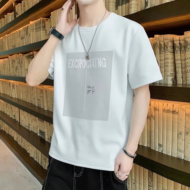 Men T-Shirts Loose Half Sleeve Print