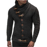 Baja Hoodie Knitted Coat Turtleneck Buttons