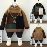 Toddler Boys Sweater Boys' Sweater Autumn and Winter Knitted Loose