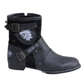 Yellowstone Cowboy Boots Autumn And Winter Vintage Metal Buckle Side Zipper Men'S Large Size Leather Boots