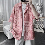 Men's Shirt Short Sleeve Shirt Loose Full Printed Shirt