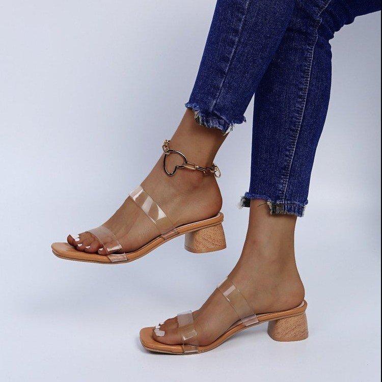 High Heels Slippers Summer Slippers Transparent Ankle-Strap Sandals