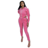 Velour Tracksuit Fashion Sexy Solid Color Slim Velvet Hooded Suits