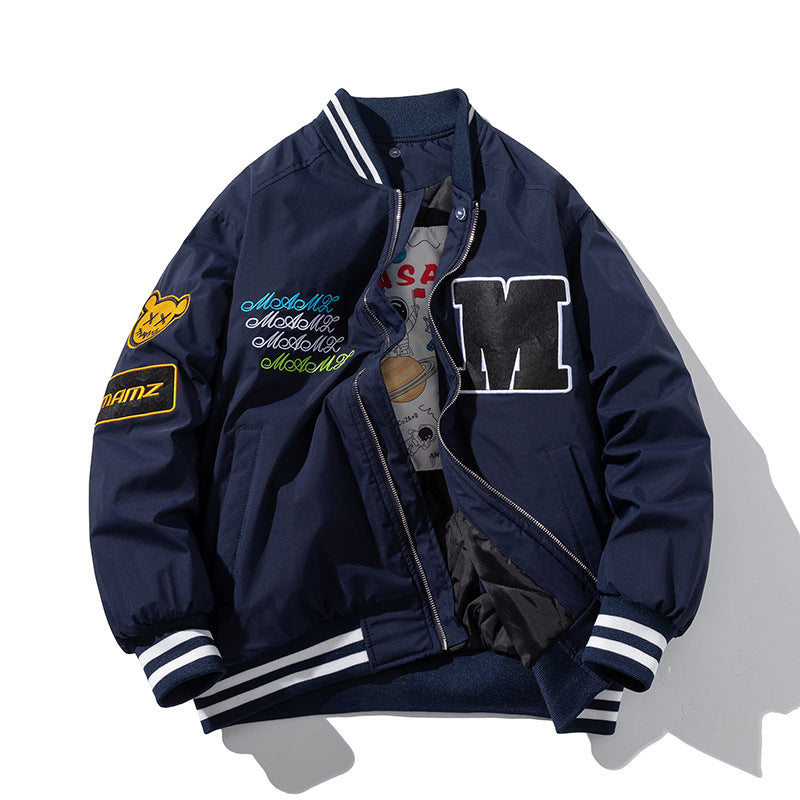 Varsity Jacket Embroidered Flight Suit Baseball Uniform Hooded Jacket
