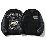 Cardigan Baseball Jacket Cr Rep Black Five Limited Evil Dog Embroidery Stitching Leather Sleeve Baseball Uniform