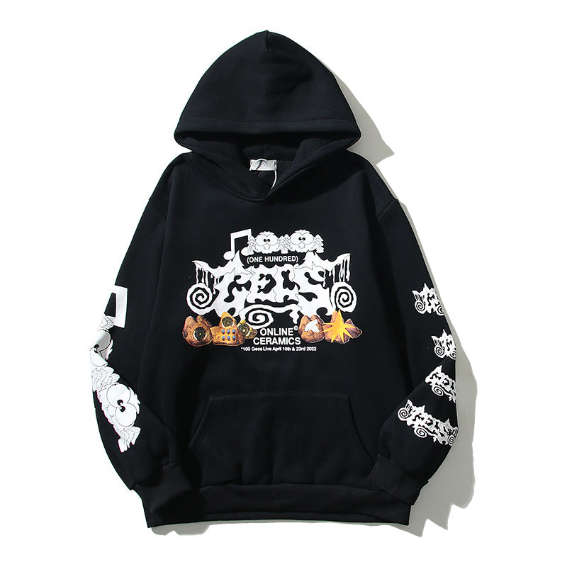 Kanye West Sunday Service Hoodie Ts Cartoon Pattern Rolling Loud Fleece Hoodie