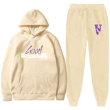 Vlone Hoodie & Pants 2 Piece Set Casual Loose Hoodie