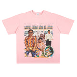 Film Star T Shirt Summer Loose Heavy round Neck Street T-shirt Men and Women
