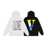 Vlone Hoodie Men'S Letter Large V Printed Hat Hooded Sweater Lining