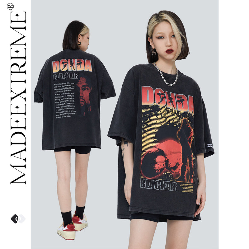 Y2g Shirts for Boys round Neck Short Sleeve Retro Printed Loose T-shirt
