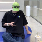 Men T-Shirts Logo Day Embroidery Loose Hundred Pure Colors