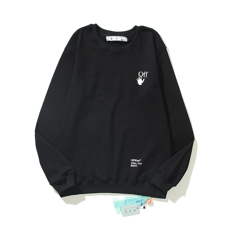 Off White Sweatshirts Printed Crew Neck Sweatshirt Ow Loose Bottoming Shirt