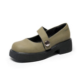 Mary Jane Shoes Retro French Women'S Round Toe Leather Shoes