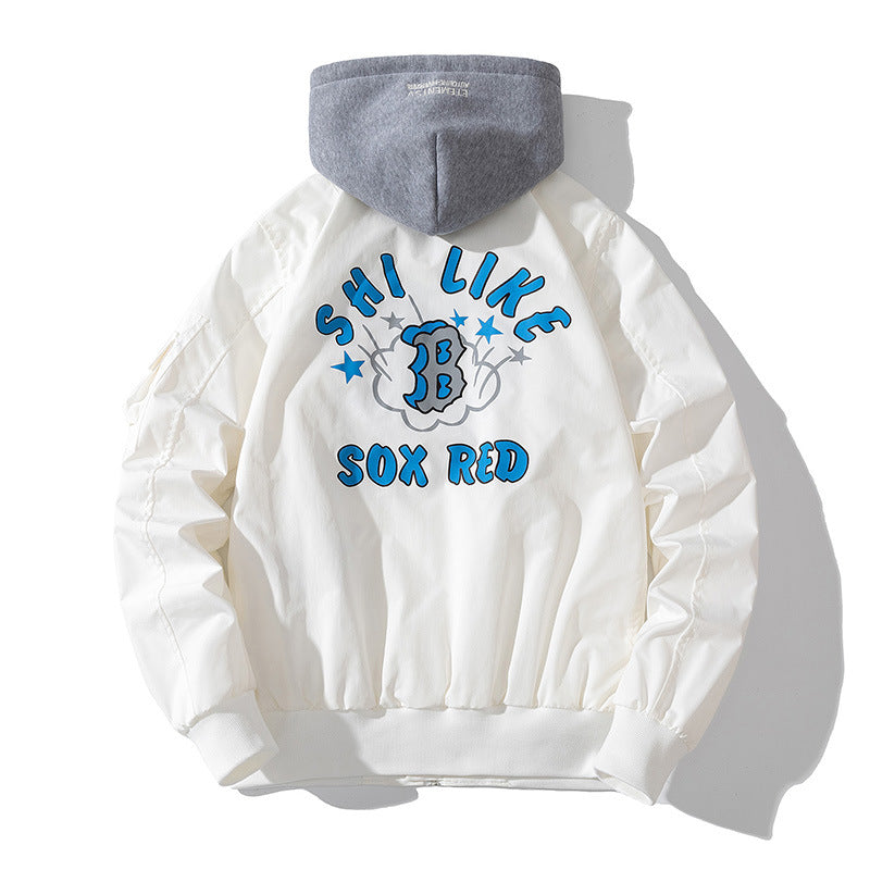 Varsity Jacket Men'S Thin Pilot Jacket Women'S Couple Trendy Youth Street Dance Hip-Hop Baseball Uniform Hooded Jacket