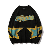Men Sweater Letter Jacquard Crew Neck Pullover
