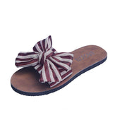 Women Open Toe Sands Flats Summer Flat Flip-Flops Casual Beach Shoes Bow Slippers