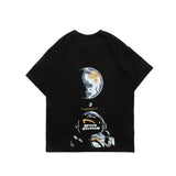 Men T Shitrs Outer Space Astronauts Printed Round Neck