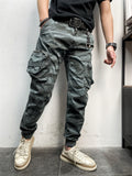 Cuffed Cargo Pants Summer Men's Pocket Washed Cotton Casual Pants