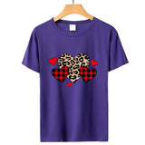 Valentine's Day T Shirts Couples Leopard Print Heart Printing Women's Pullover Short Sleeve T-shirt