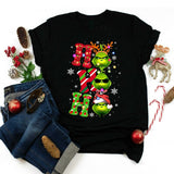 Men and Women Grinch Shirt Funny Expression Pattern Printed T-shirt