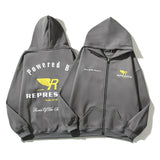 Cardigan Baseball Jacket Rep Foam Wings Letter Print Open Bear Zipper Hoodie